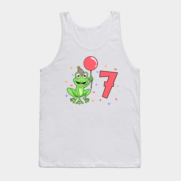 I am 7 with frog - kids birthday 7 years old Tank Top by Modern Medieval Design